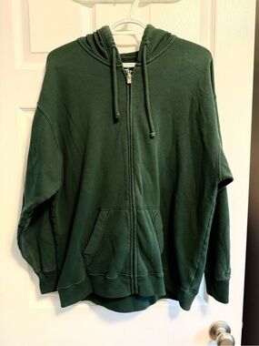 Hollister Dark Green Full-Zip Oversized Hooded Sweatshirt